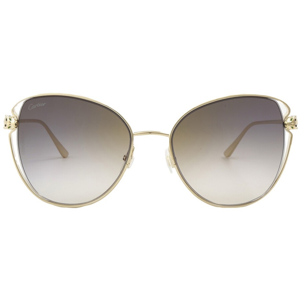 CARTIER
Panthere de Gold Flash Grey Butterfly Ladies Sunglasses